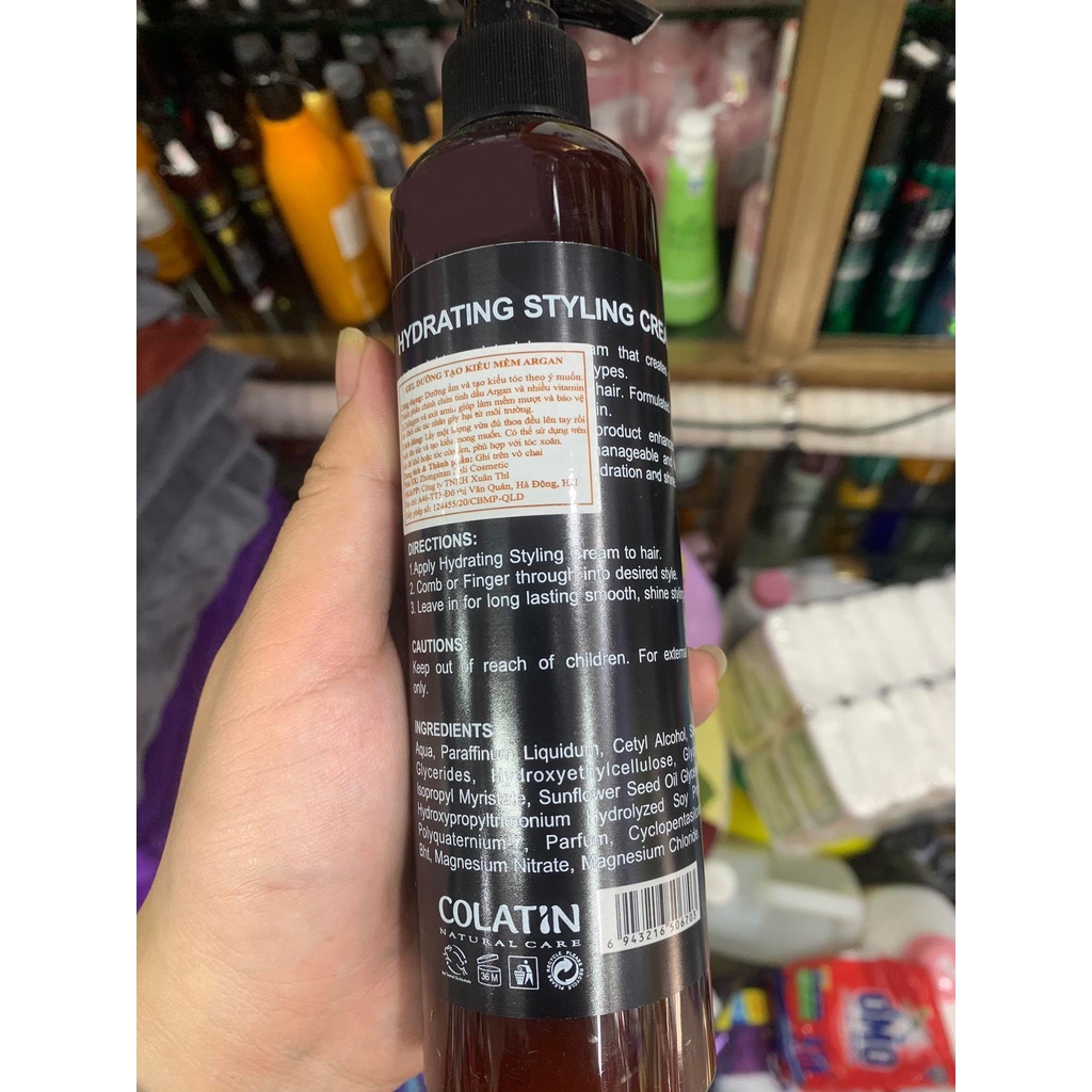 Gel dưỡng COLATIN tạo kiểu mềm Argan cho tóc xoăn chai 280ml