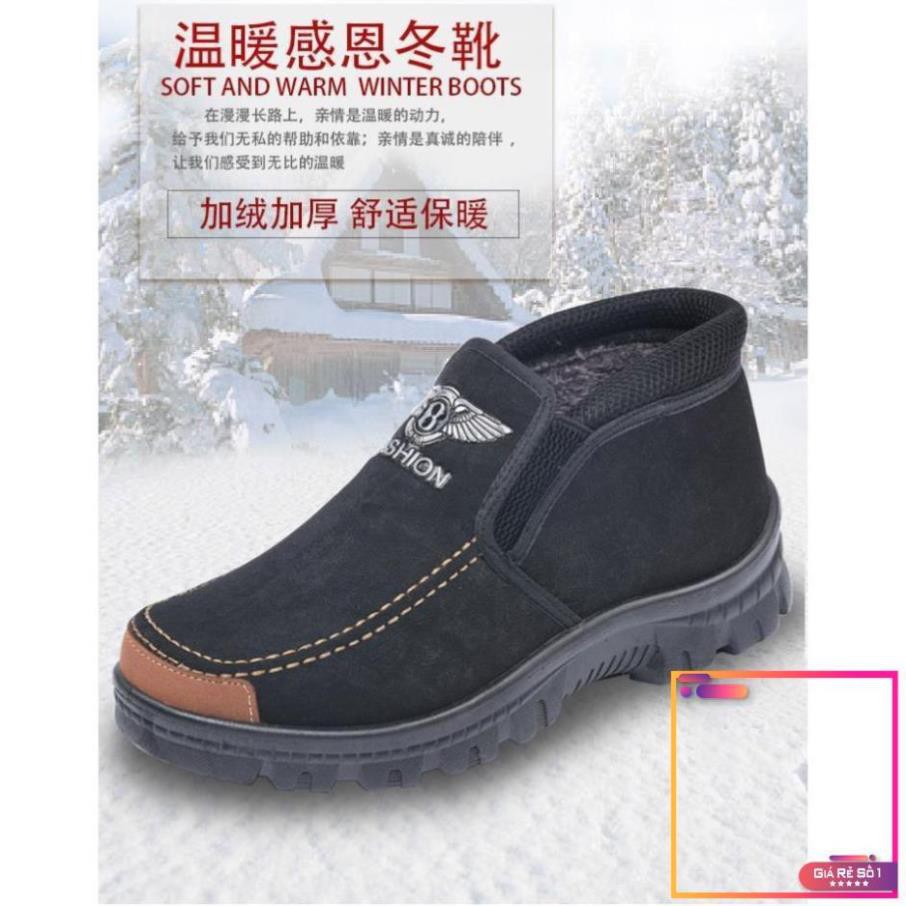 Giày Bốt Cotton Lót Nhung Dày Giữ Ấm Mùa Đông Cho Nam Trung Niên  -V1