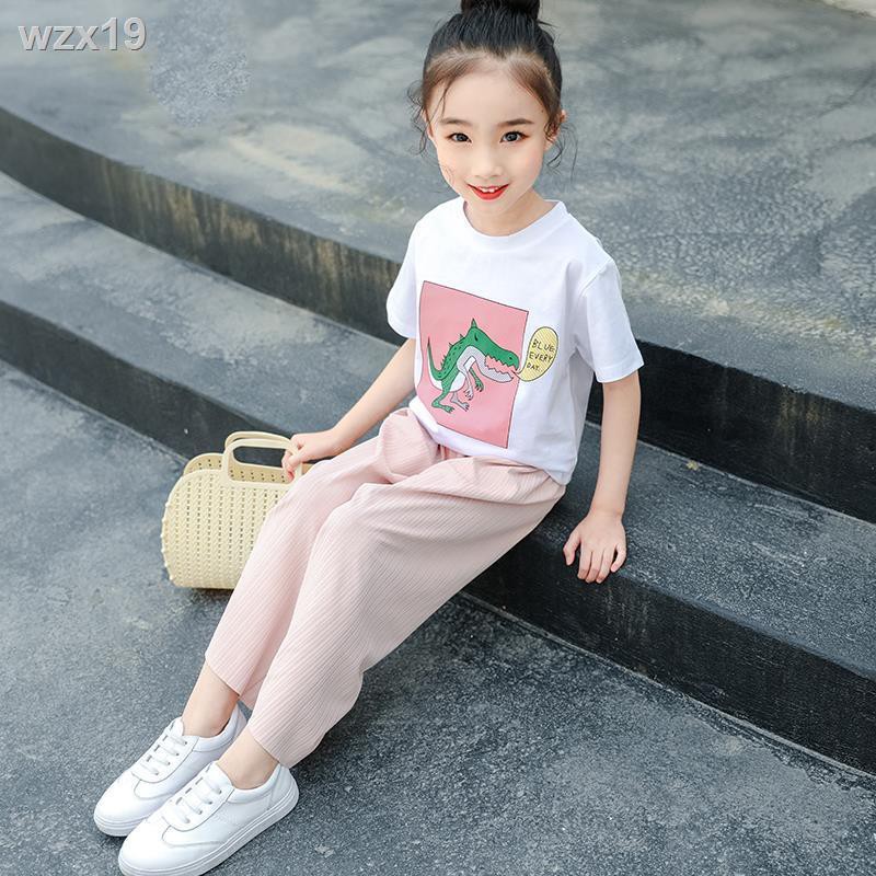 Zhongda Girls Summer Suit 2021 mới 13 phong cách cực tây Cô bé 12 tuổi 14 bộ đồ hai mảnh thời trang mùa hè 10