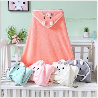 Khăn quấn ủ có mũ hình thú mềm mại cho bé, Chăn ủ hình thú cao cấp N20 mẫu mới cho bé