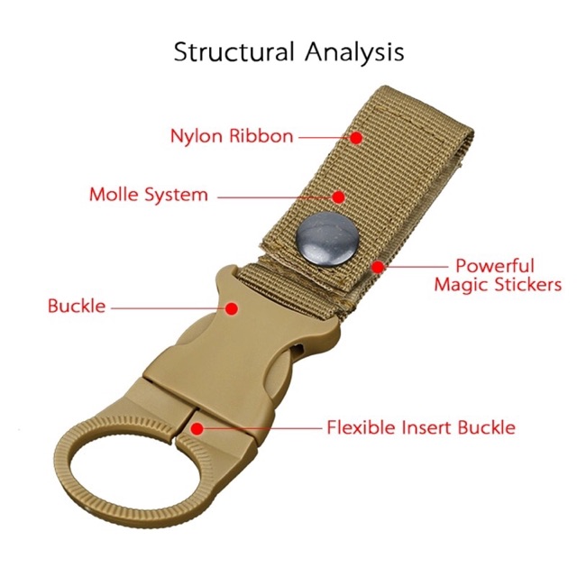 Móc chai nước EDC treo balo màu đen