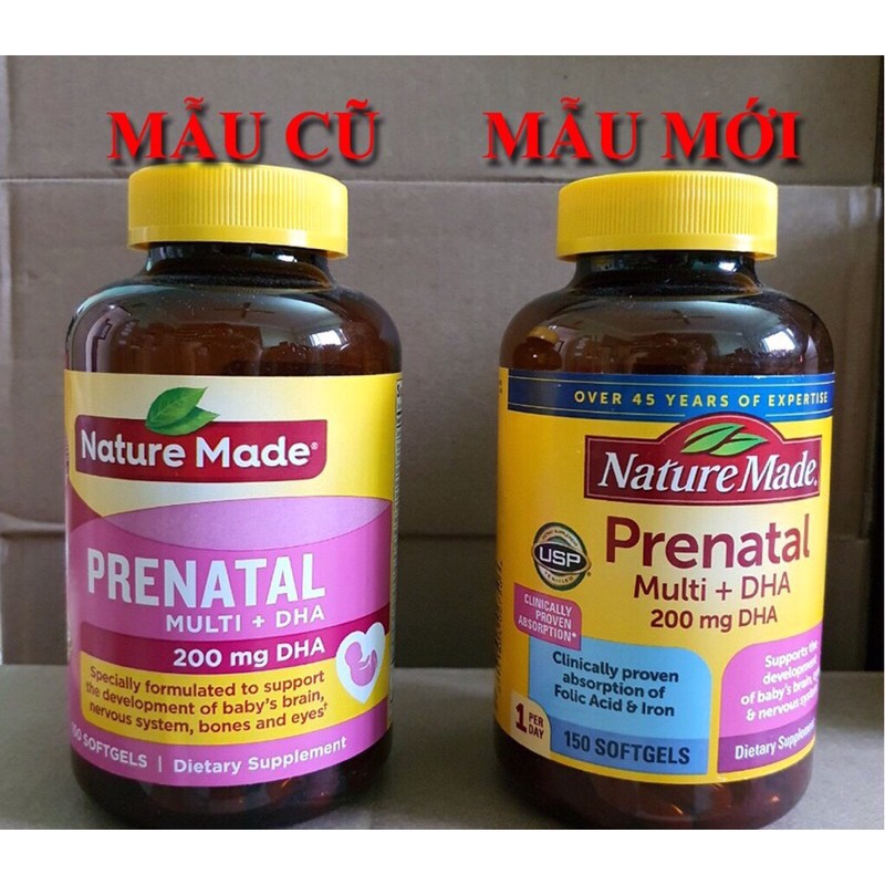 [ Mẫu mới date 2025  Viên Uống Vitamin Tổng Hợp Và DHA Cho Bà Bầu Prenatal 150v - Mỹ| Siêu Thị Mới