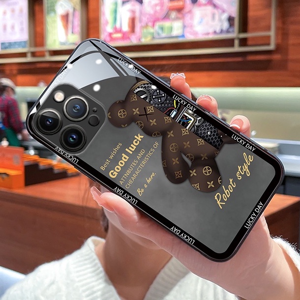 Ốp điện thoại HOCE mặt kính kiểu gấu thích hợp cho iPhone 13 12 11 14 Pro Max 13Pro 12Pro X XR XSmax 7 8 14 Plus SE 2020