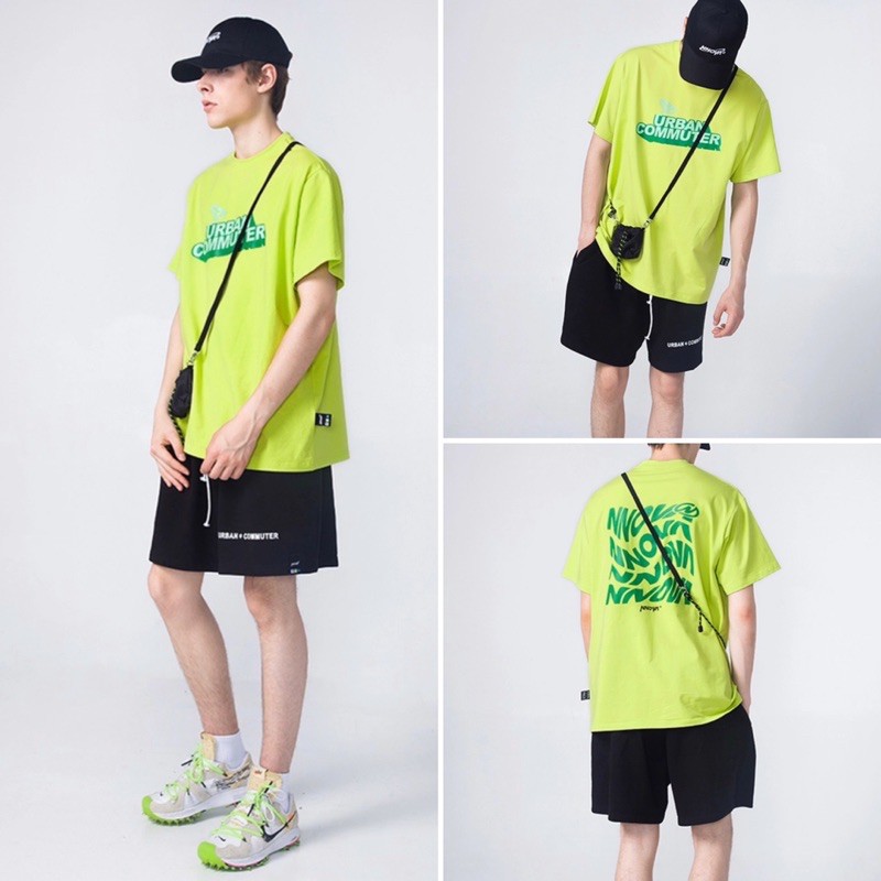 Áo thun cổ tròn tay lỡ Unisex NOVA màu Đen/Xanh neon/Trắng (Hình + video thật chuẩn của Chilif / Freeship đơn từ 99k ♥️)