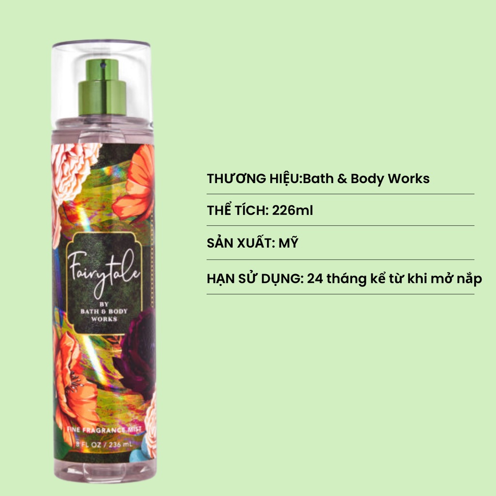 Xịt Thơm Toàn Thân Bath & Body Works Body Mist - Fairy Tale Chai 236ml