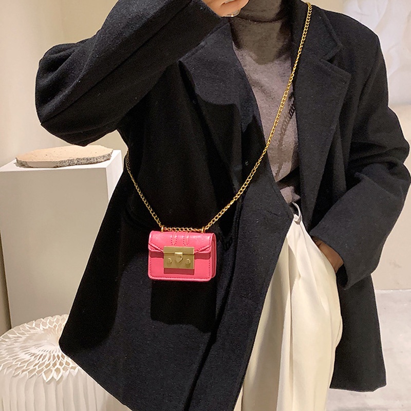 Túi đeo chéo IELGY mini phối dây xích thời trang sành điệu cho nữ