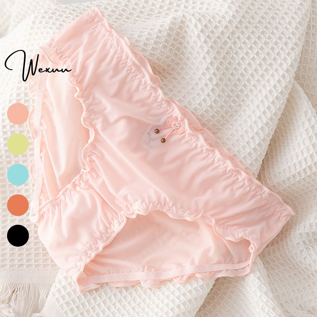 Quần lót nữ Wexuu Design viền bèo phối nơ vải su lạnh mềm mát kháng khuẩn cao cấp - QC131