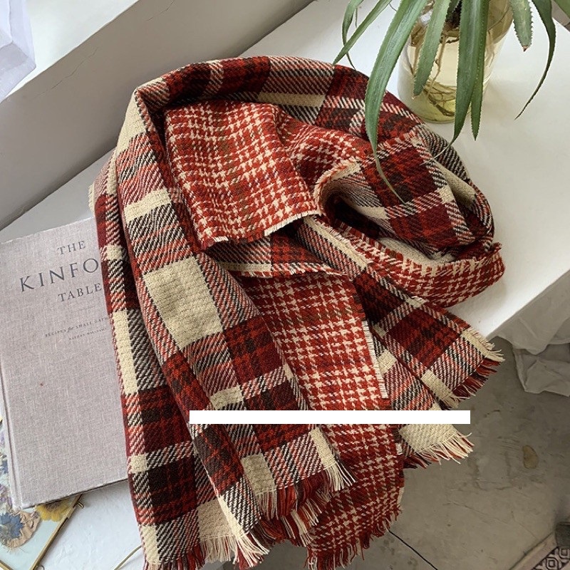 Khăn Dạ Kẻ Caro 2 Mặt Trendy Phong Cách Hàn Quốc Cho Nam và Nữ