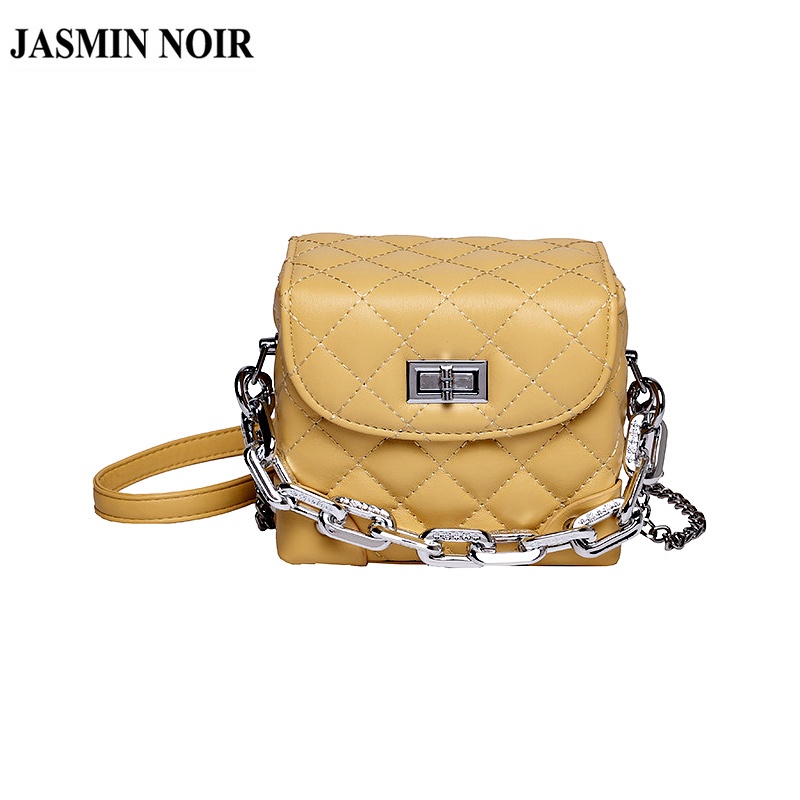 Túi Đeo JASMIN NOIR Chéo Nắp Lật Họa Tiết Kẻ Ô Phối Dây Xích Cho Nữ