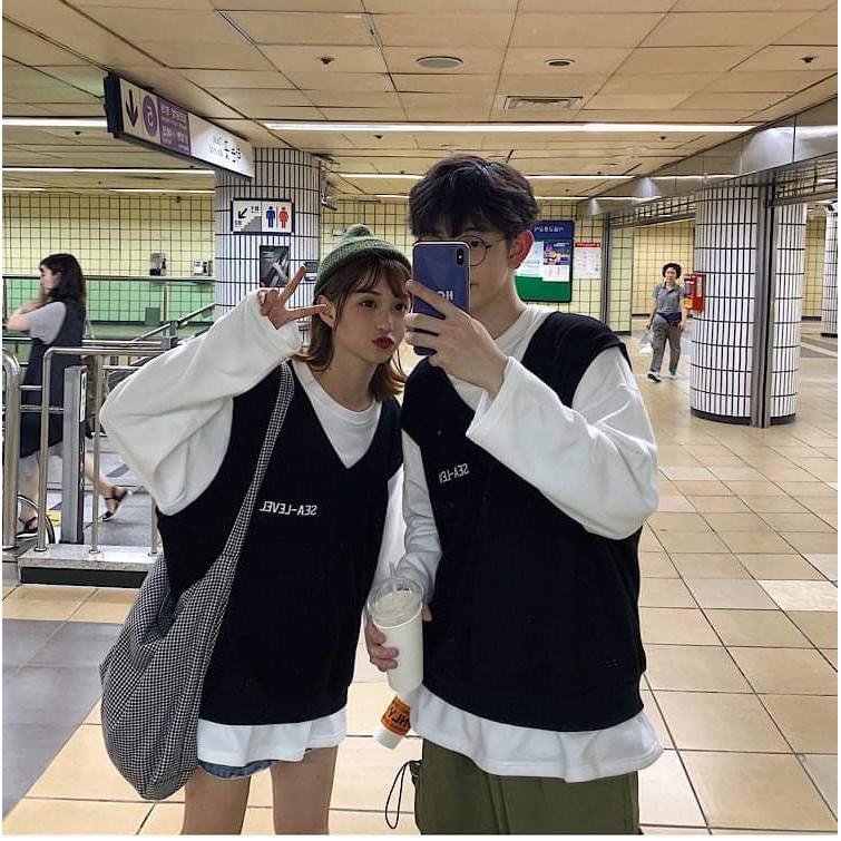 SET GILE NỈ SAVE THE EARTH MIX ÁO THUN TRẮNG DÀI TAY FORM RỘNG | BigBuy360 - bigbuy360.vn