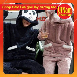 [SALE GIÁ GỐC] Bộ lông thêu gấu có ảnh thật sp 🌸kiểu dáng unisex🌸Freesize 55kg🌸phong cách Hàn Quốc🌸Đồ ngủ nữ mùa đông