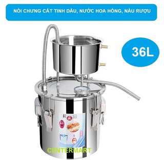 Nồi chưng cất inox 36 L lít nấu rượu, chưng cất tinh dâu, hydrosol -36 lít