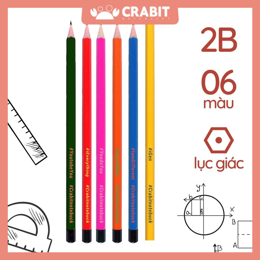 Bút chì 2B lục giác Crabit, dễ cầm, khoanh trắc nghiệm đậm màu