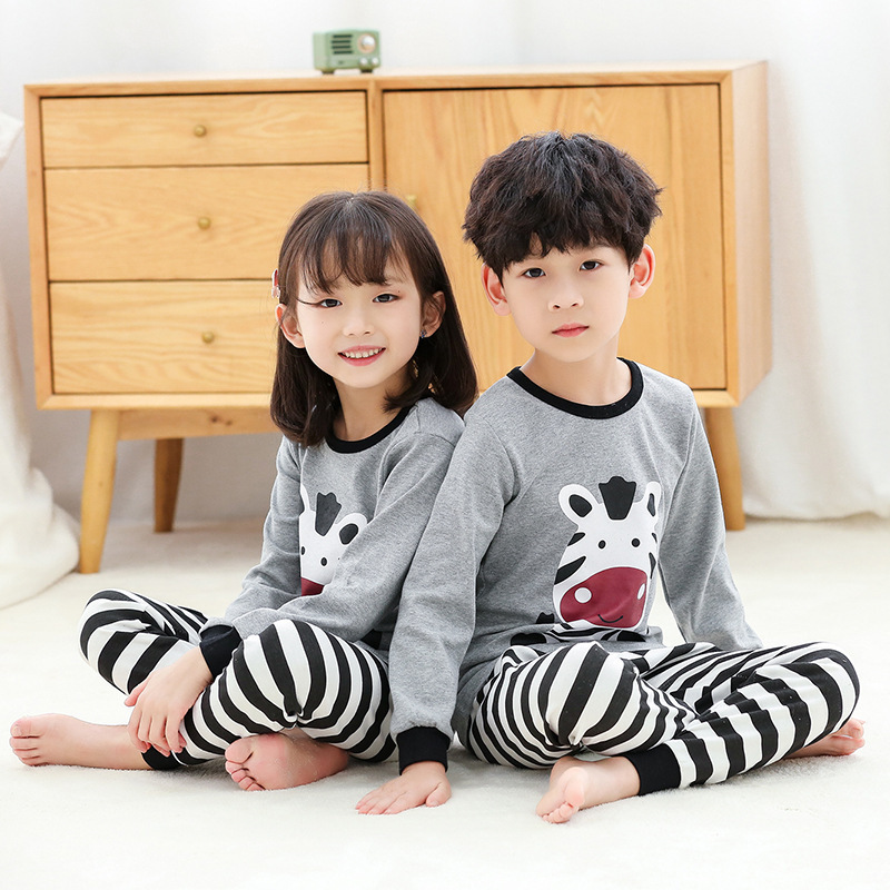 Bộ quần áo ngủ cotton họa tiết hoạt hình cho bé trai và bé gái