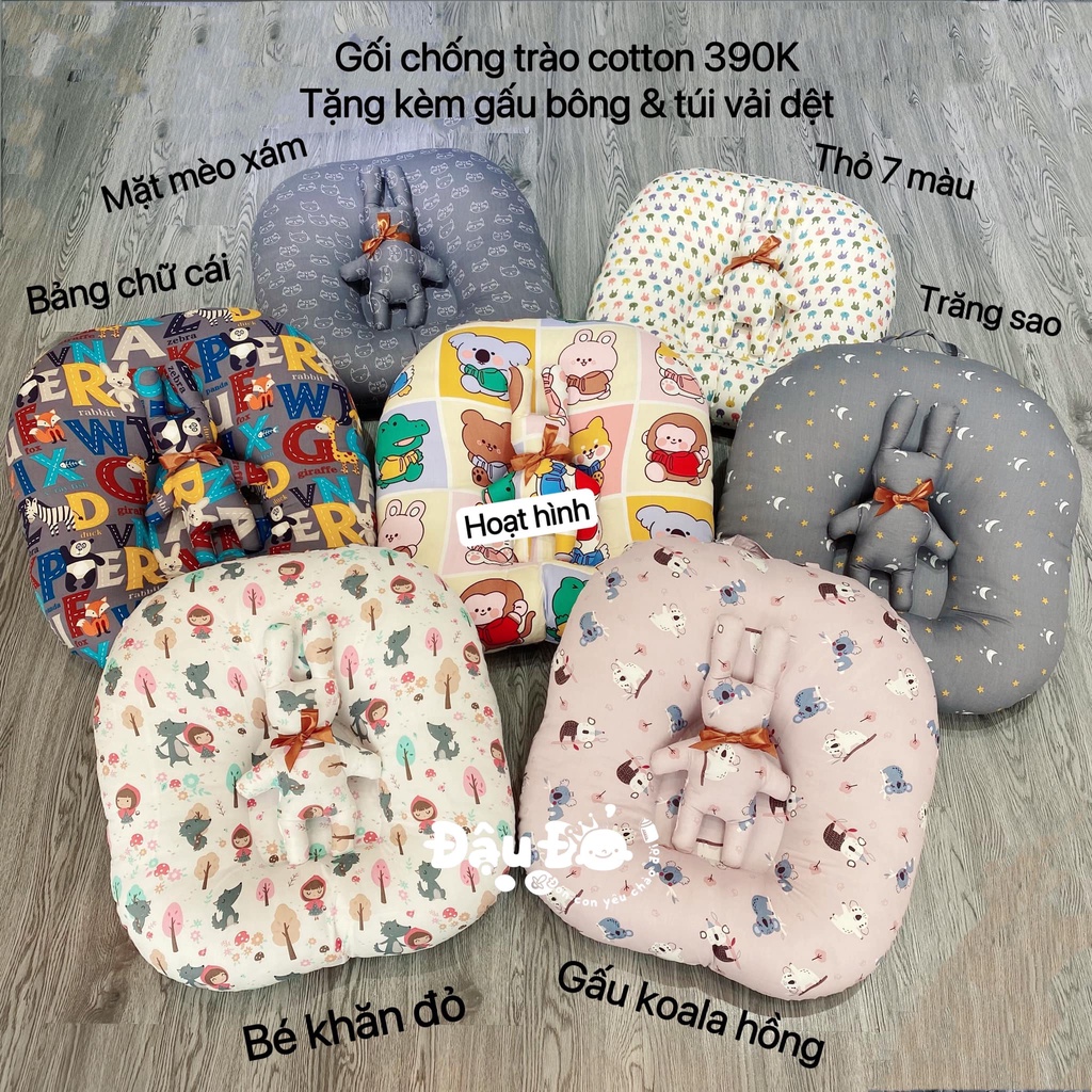 gối chống trào cotton cho bé ( và vỏ rời chỉ vừa lõi shop bán)