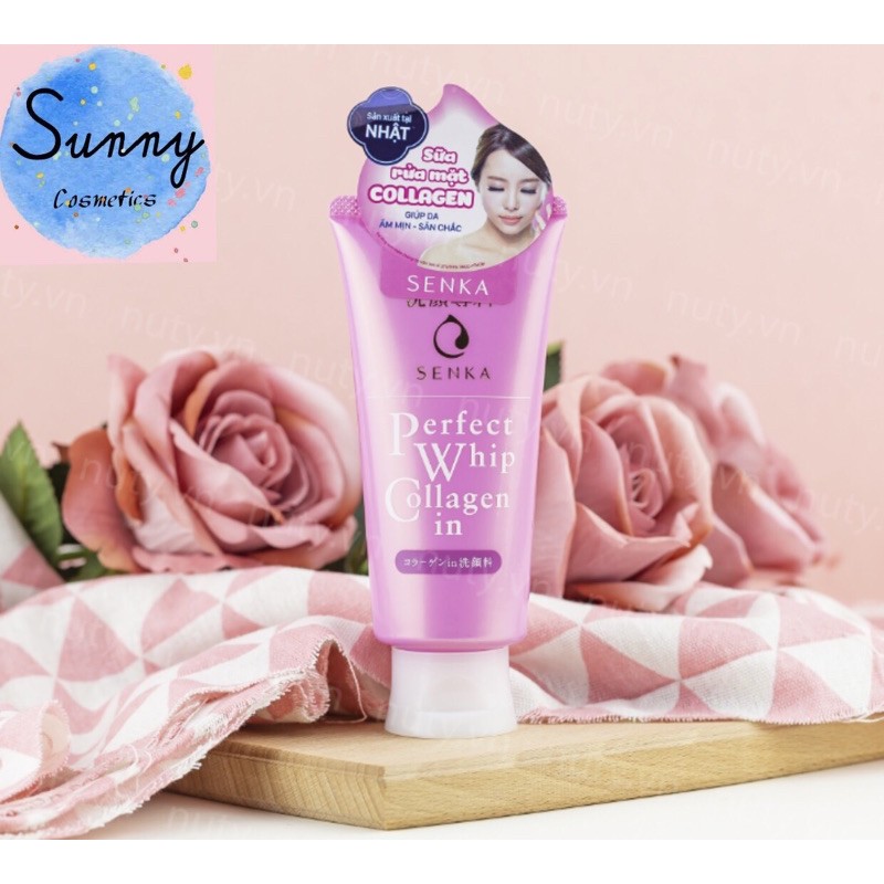 Sữa Rửa Mặt Senka Perfect Whip Collagen In 120g Hồng