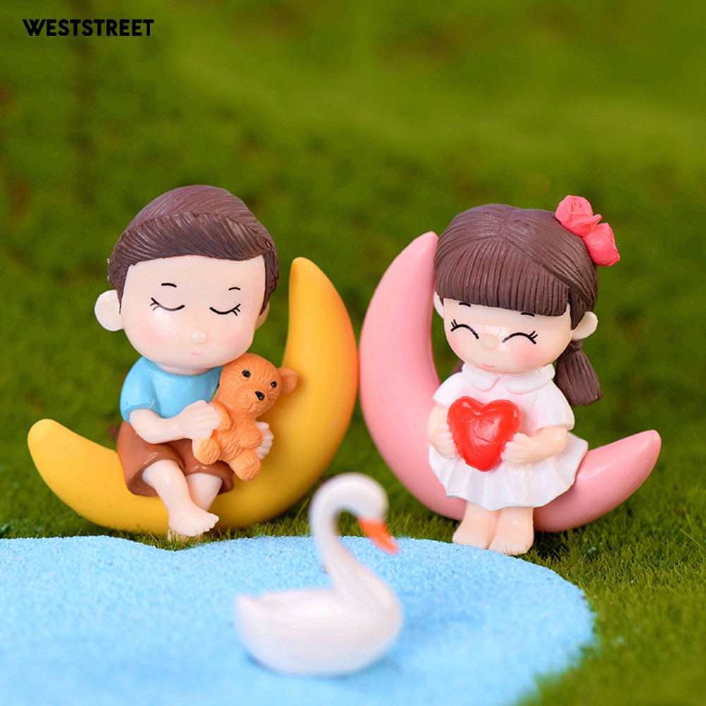 Set 2 Tượng Bé Trai Và Bé Gái Trang Trí Tiểu Cảnh