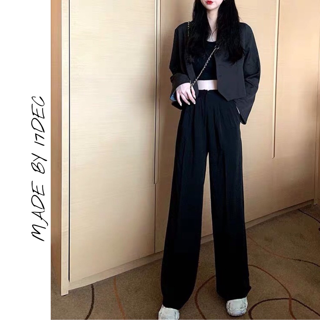 Quần suông culottes 17DEC, quần tây công sở nữ ống rộng cạp cao phong cách ulzzang hàn quốc