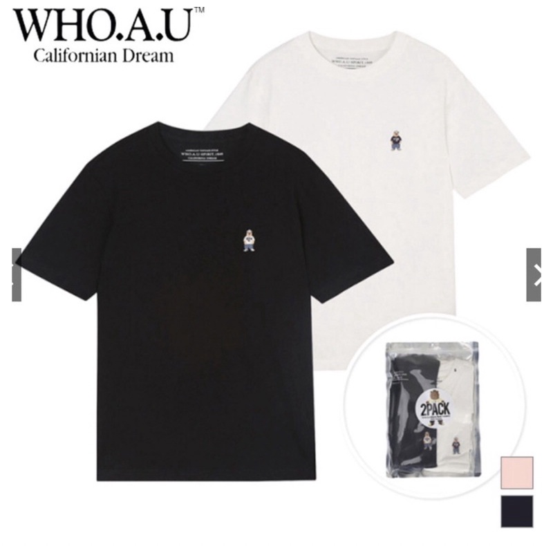 Set 2 áo thun WHO.A.U WHRAB2101U thêu Steve USA