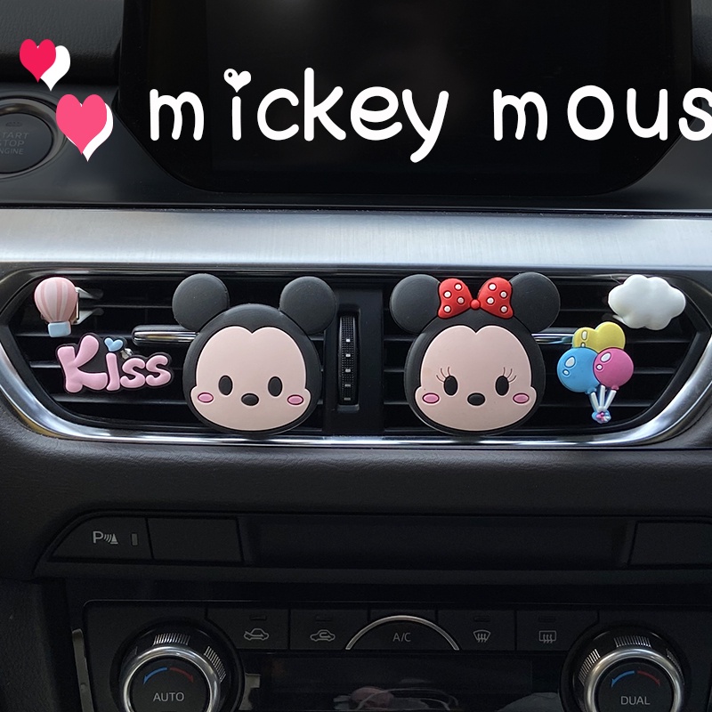 Bộ 6 Kẹp Khuếch Tán Nước Hoa Gắn Máy Điều Hòa Xe Hơi Hình Doraemon Mickey Minnie