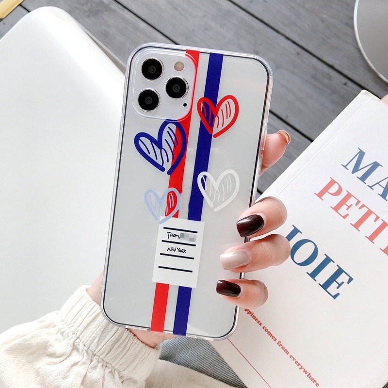 Ốp lưng iphone silicon trong suốt sọc màu dành cho ip 6 đến 14promax - t126