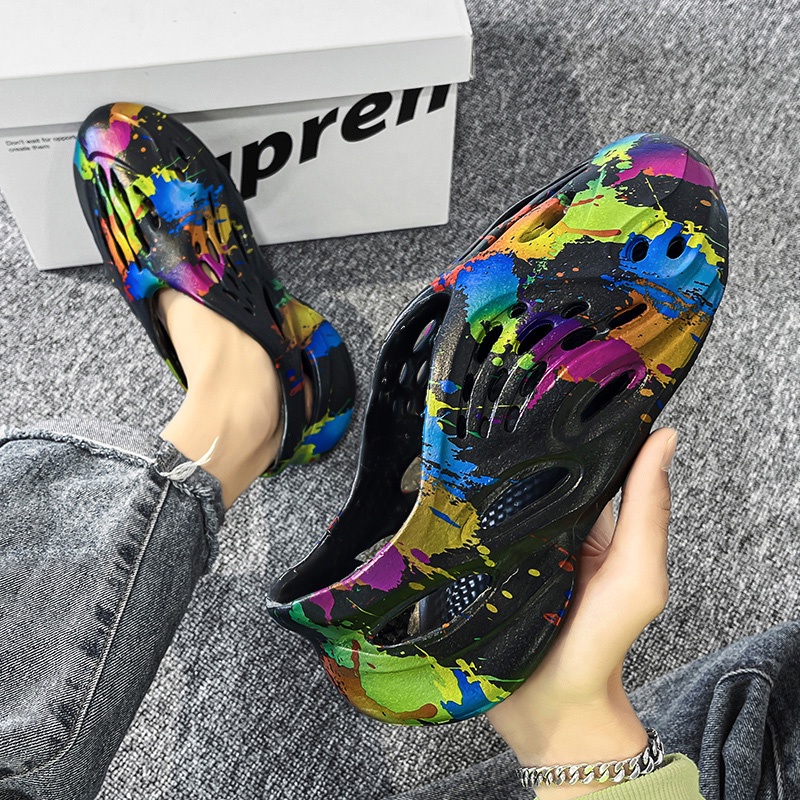 Giày Sandal Nhựa EVA Chống Thấm Nước Họa Tiết Rằn Ri Thời Trang Mùa Hè Cho Nam