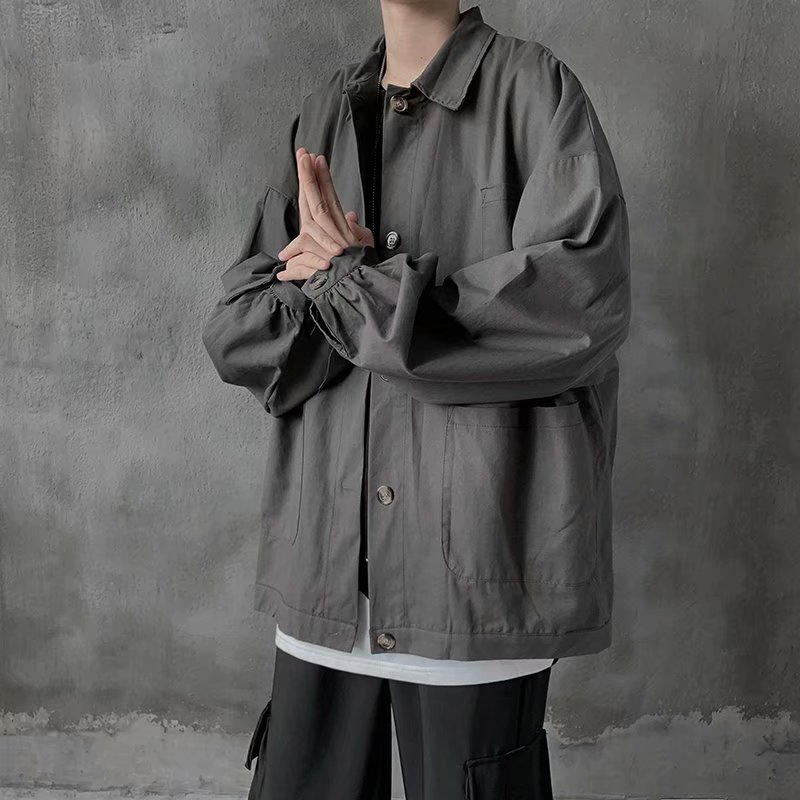 Korean Style Fashion Long Sleeve Men's Loose Shirt