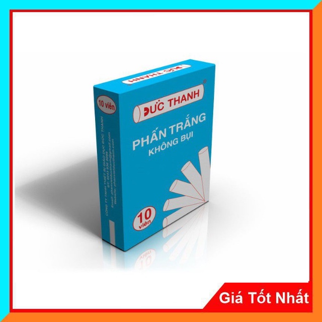 Phấn Trắng Viết Bảng Không Bụi Đức Thanh-Vỏ Màu Xanh(10 viên/ Hộp)