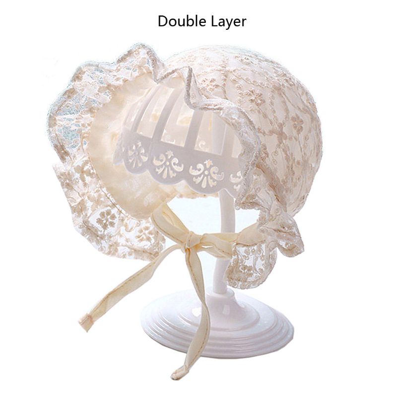 Mũ Chống Nắng Vải Cotton Phối Ren Hoa Dễ Thương Dùng Làm Đạo Cụ Chụp Ảnh Cho Bé Sơ Sinh
