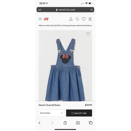 Yếm Váy Bé Gái Minnie Denim HaM