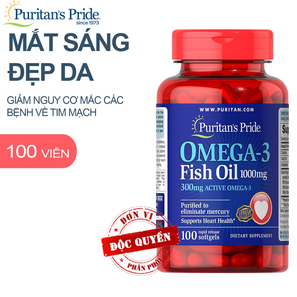 [Puritan's Pride] Dầu cá Omega 3 fish oil 1000mg