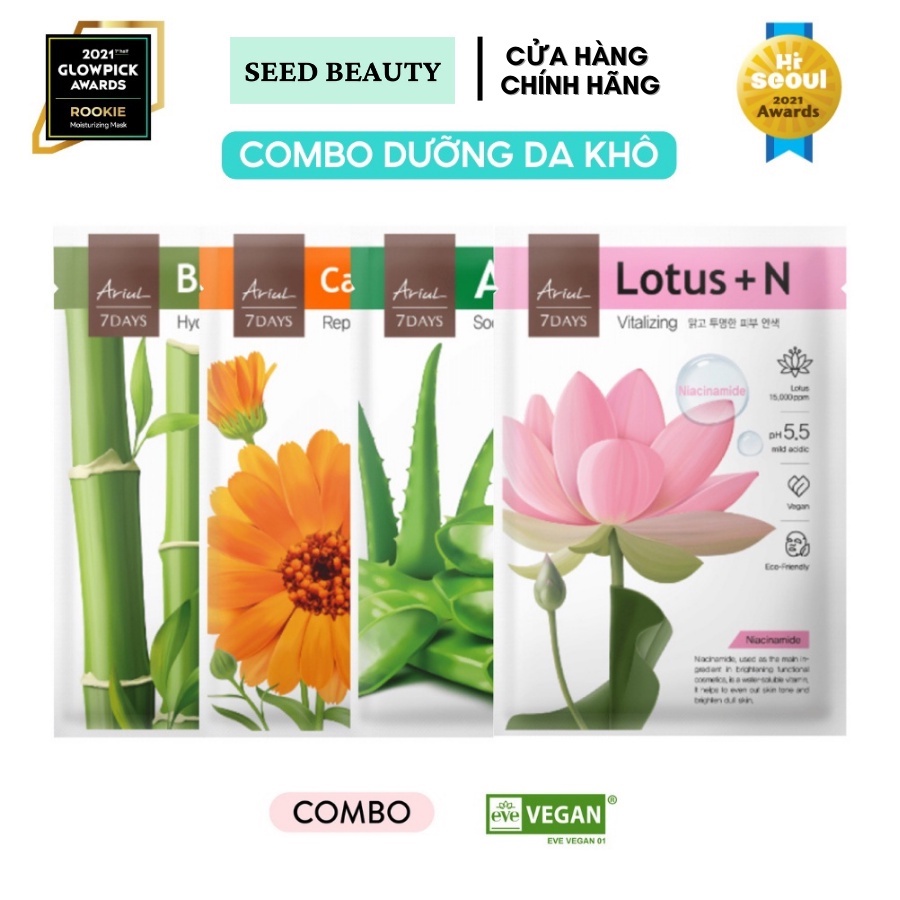 Combo 4 mặt nạ Ariul 7 Days Mask - dưỡng ẩm tối ưu - Seedbeauty