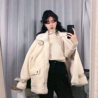 Áo Khoác Giả Lông Cừu Dáng Dài Phong Cách Hàn Quốc