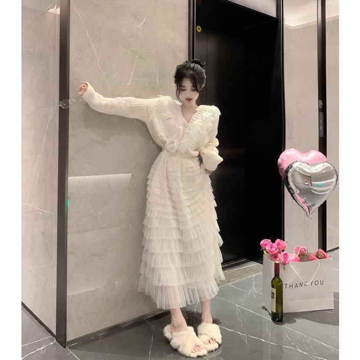Váy Ren Tầng Siêu Xinh L1 Cạp Ren