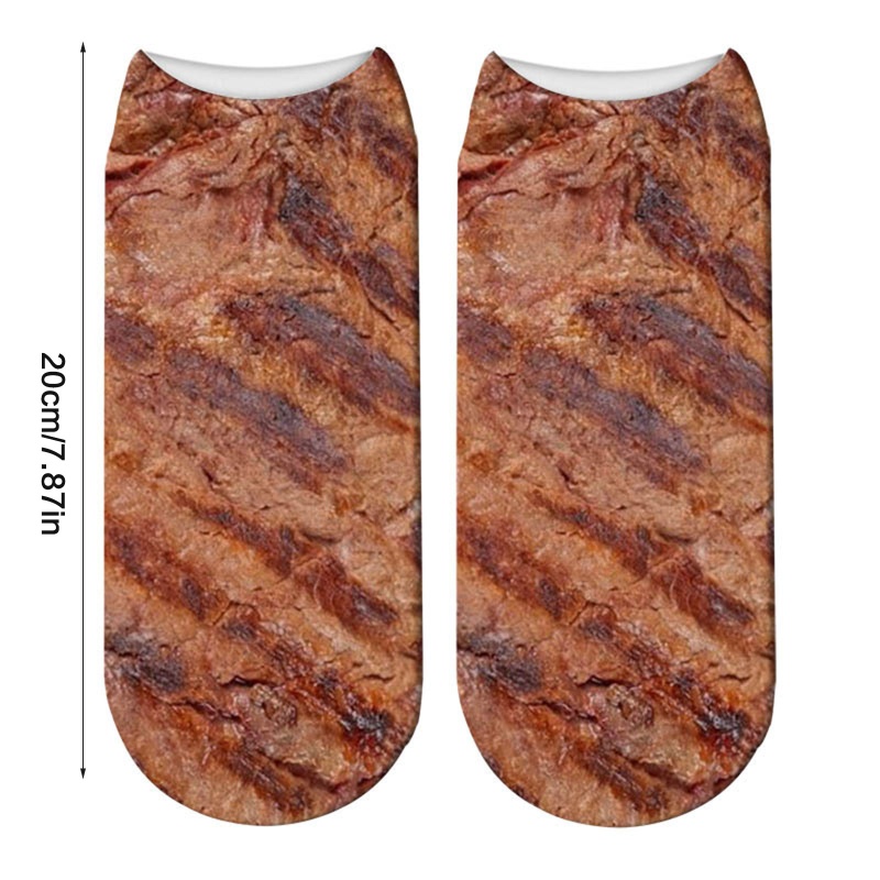 XIXI 1 Đôi Vớ Ngắn In Họa Tiết Thịt 3D Vui Nhộn Dành Cho Nam Nữ