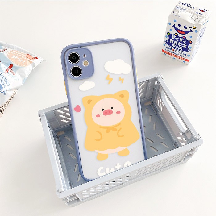 Ốp lưng iphone Pig & Duck nhám viền nổi cong 5/5s/6/6plus/6s/6splus/7/7plus/8/8plus/x/xr/xs/11/12/pro/max/plus/promax | BigBuy360 - bigbuy360.vn