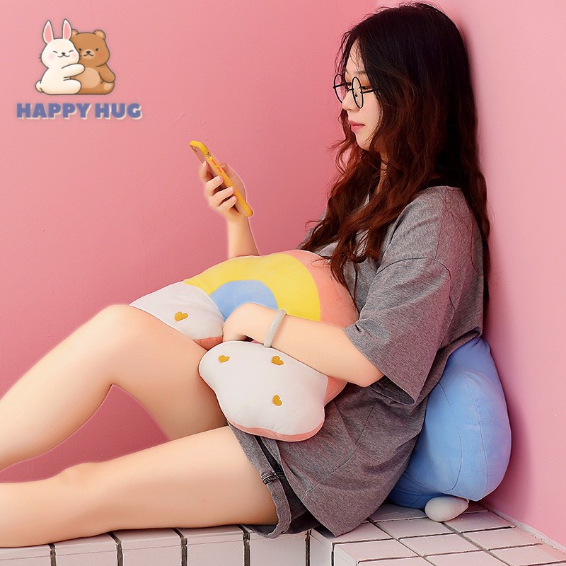 Gối ôm hình thú, gối sofa tựa lưng trang trí, gối ôm gấu bông cho bé chất liệu bông nhung mịn cao cấp - Happy Hug