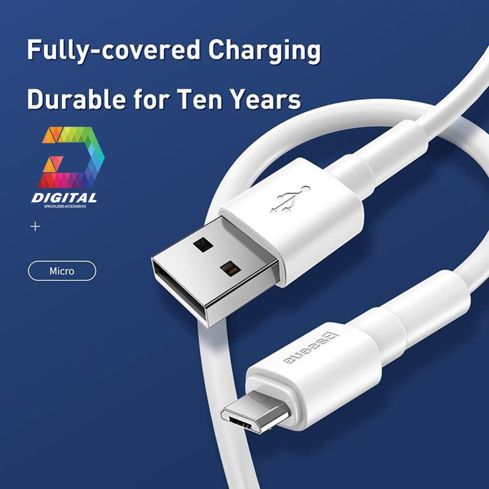 Cáp Sạc Nhanh Baseus Mini White Cổng Micro USB Chính Hãng ( Quick Charging &amp; Sync Data TPE Cable )