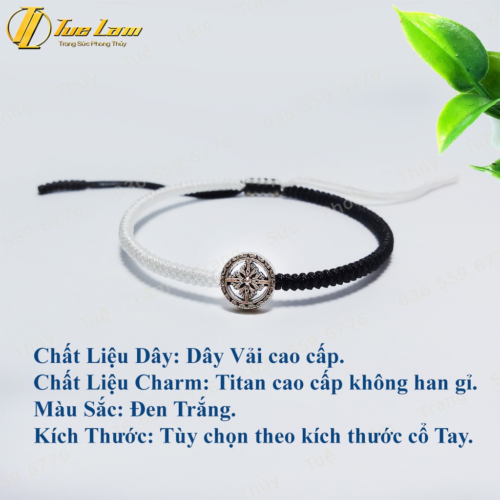 [Handmade] Vòng Chỉ Đen Trắng Tibets Bánh Xe Pháp Luân