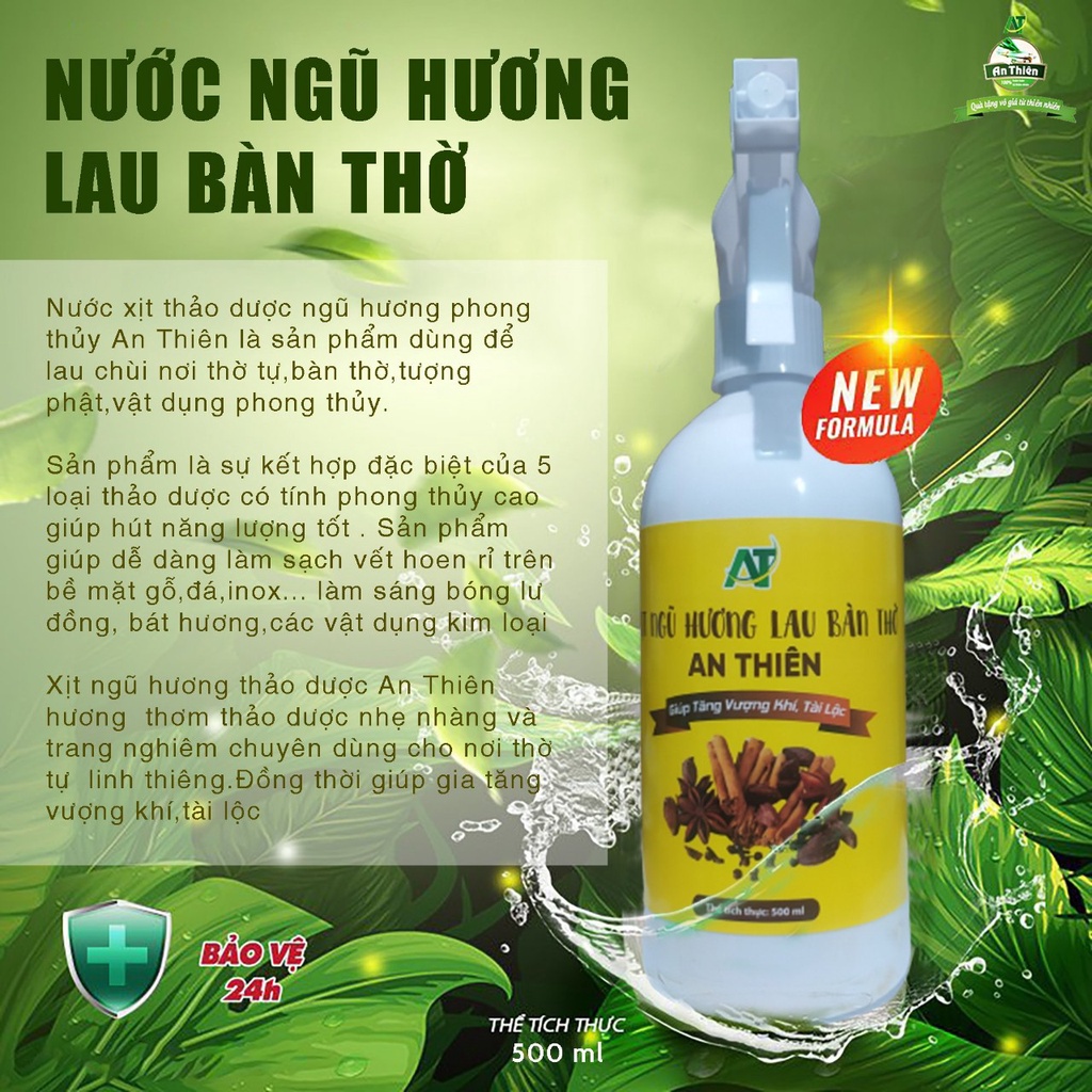 Nước thơm lau bàn thờ 500ml, bao sái, lau đồ thờ cúng, hương thơm trang nghiêm, xua đuổi uế khí, gia tăng tài lộc