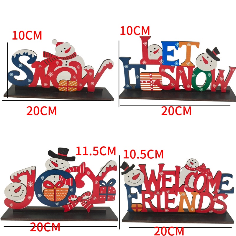 Bộ Chữ Welcome Bằng Gỗ Phong Cách Giáng Sinh Trang Trí Bàn Làm Việc