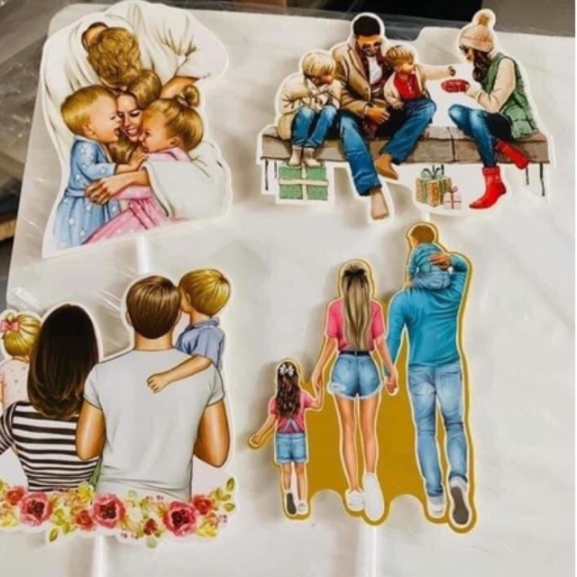 Combo 5 set cắm về gia đình trang trí bánh