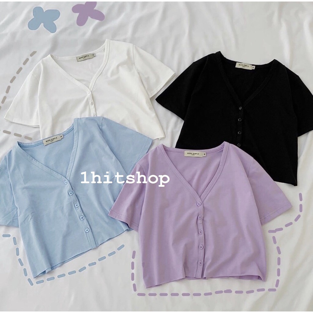 Áo Croptop YUNI VIỀN NÚT Ulzzang Nữ (Kiểu: TÀ ÁO KHÔNG MAY) 1hitshop