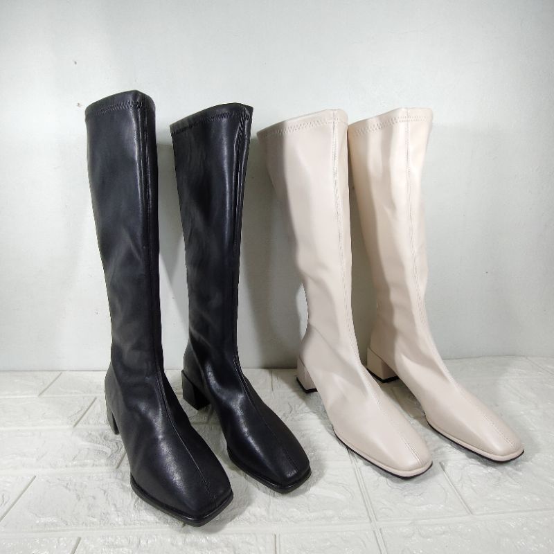 Boot da mềm co giãn tốt đế 5cm dành cho bắp chân to