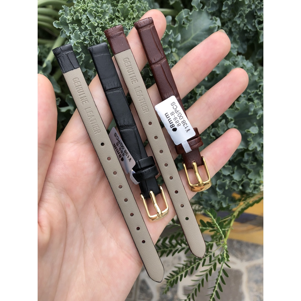 Dây Da Đồng Hồ Size 8mm Đen, Nâu TẶNG KÈM DỤNG CỤ THAY DÂY