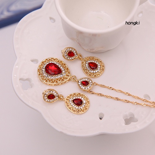 Bộ Vòng cổ + Bông Tai Dáng Dài Hình Oval Đính Đá Sang Trọng Cho Nữ