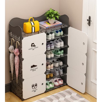 Tủ Nhựa Để Giày Dép 5 Tầng, 6 tầng, 2 Cột, Họa Tiết Sang Trọng (Lắp Ghép Đa Năng)