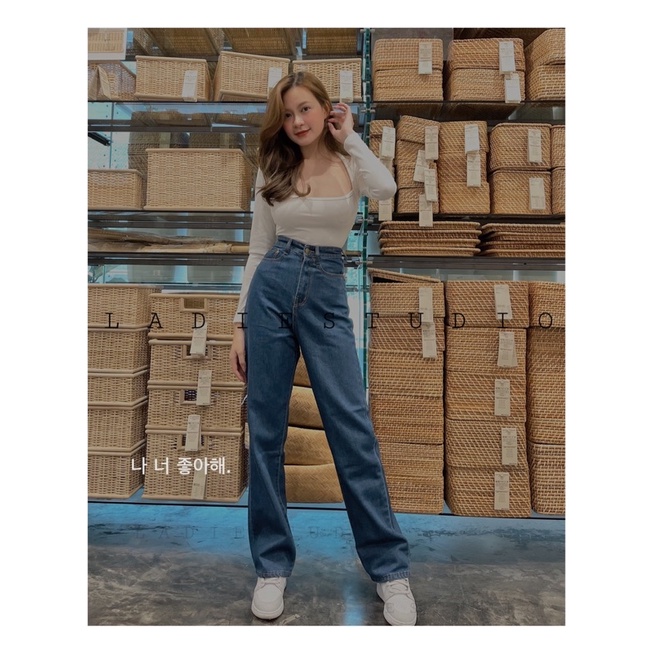 [Hàng có sẵn] Quần Jean Trơn Cạp Cao Hai Màu Chất Dày Dặn Lên Dáng Cực Chuẩn Dài 105cm Nha | BigBuy360 - bigbuy360.vn