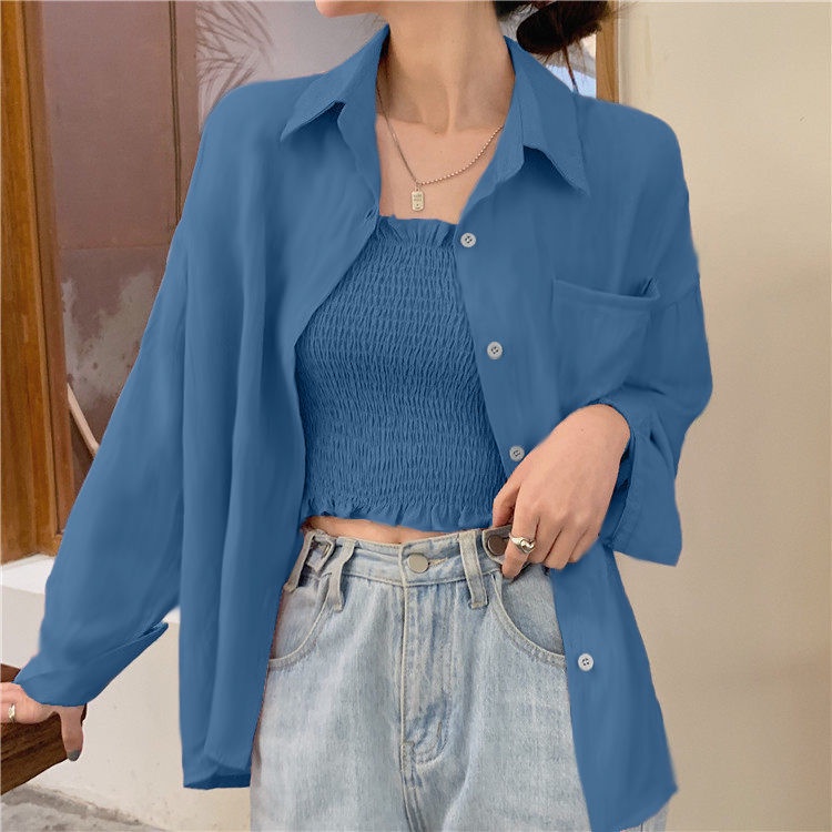 Set Áo Sơ Mi Dài Tay Và Áo Khoác Ngoài Thời Trang Mùa Hè Dành Cho Nữ