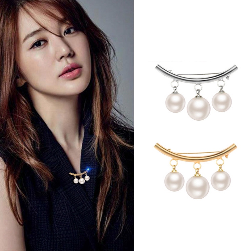 Ghim cài áo trang trí ngọc trai nhân tạo thanh lịch cho nữ